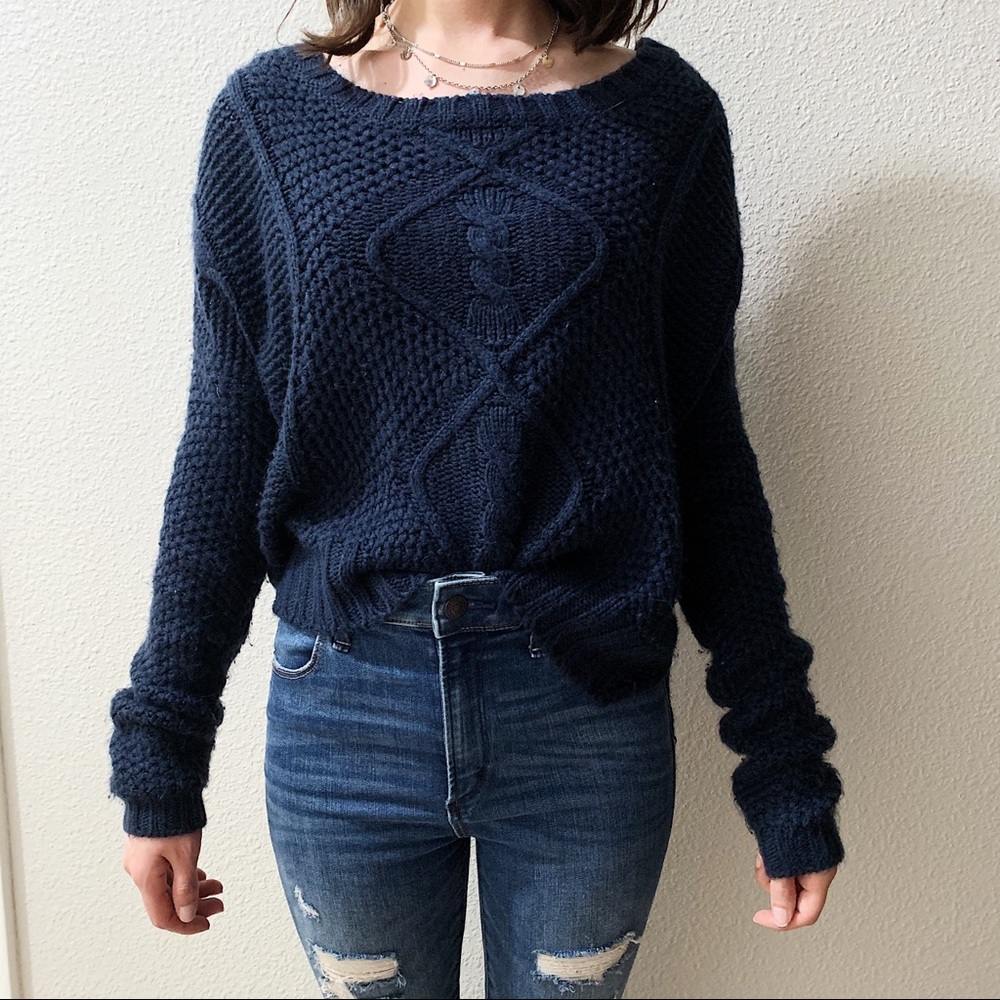 dELiA*s Navy Blue Scoop Neck Knit Sweater
